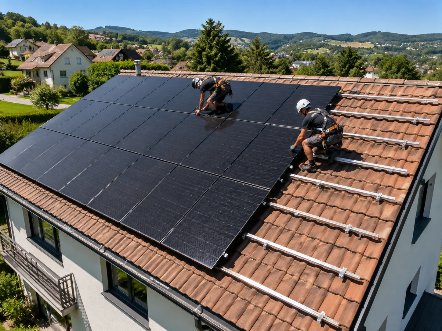 Panneaux photovoltaïques posés en surimposition
